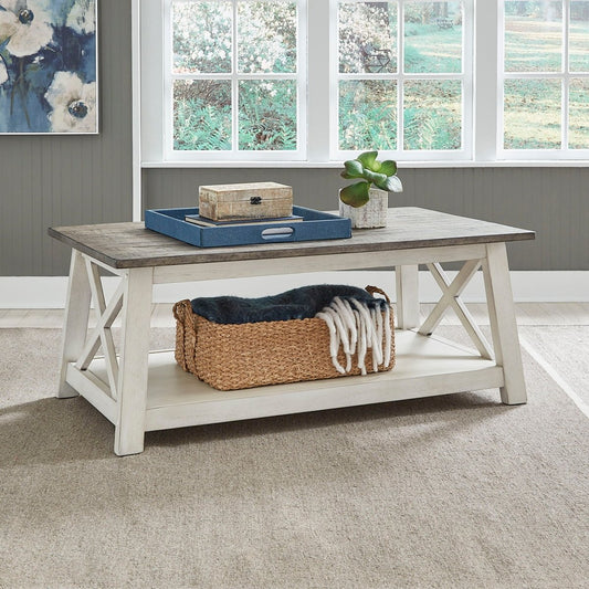 Laurel Bluff - Rectangular Cocktail Table - White Cocktail Tables by Liberty Furniture - Walls Furniture & Mattress