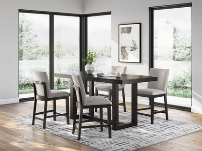 Neymorton - 5 Pc. - Rectangular Dining Room Counter Table, 4 Barstools - Dark Grayish Brown 5 Piece Dining Room Sets by Signature Design by Ashley® - Walls Furniture & Mattress