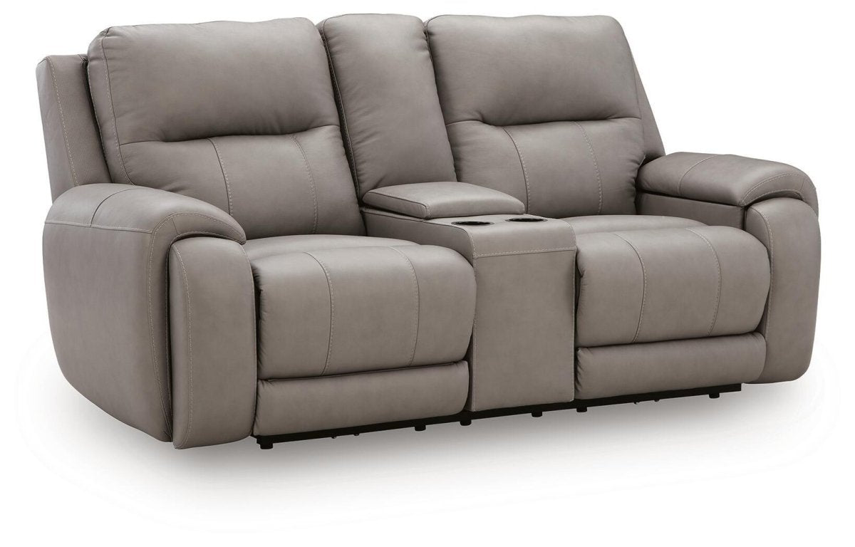 Real Moments - Power Reclining Loveseat With Audio Seating - Ash Reclining Loveseats by Signature Design by Ashley® - Walls Furniture & Mattress