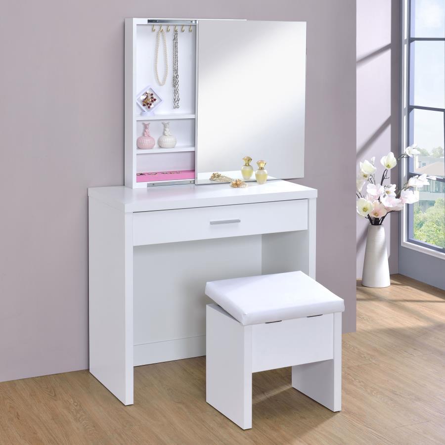 Harvey - 2 - piece Vanity Set with Lift - Top Stool Vanity Sets by CoasterEssence - Walls Furniture & Mattress