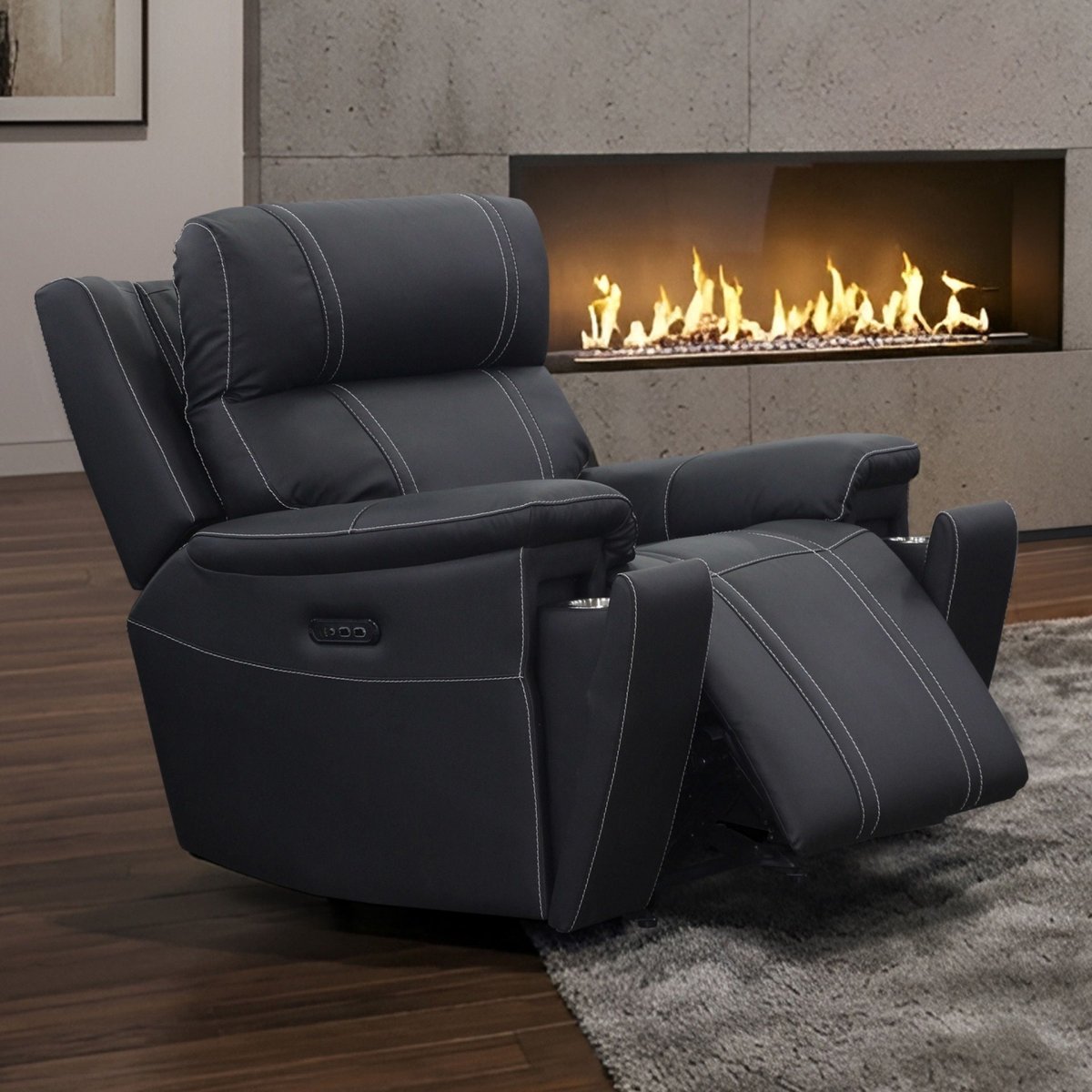 Hartley - Glider Recliner With Power Headrest & Footrest - Black Glider Chairs by New Classic - Walls Furniture & Mattress