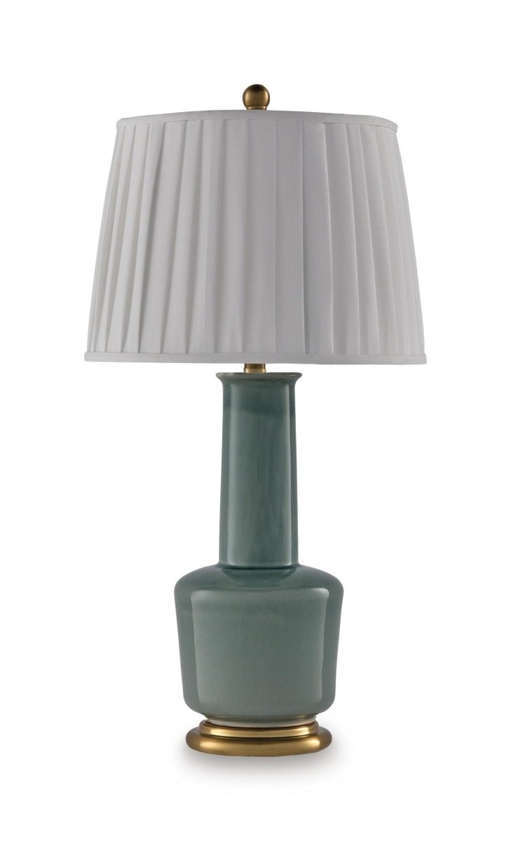Webbington - Ceramic Table Lamp - Teal / Gold Finish Table Lamps by Signature Design by Ashley® - Walls Furniture & Mattress