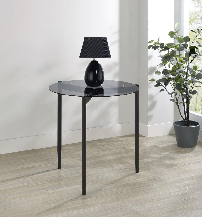 Rosalie - Round Smoked Glass Top Table End Tables by CoasterEveryday - Walls Furniture & Mattress