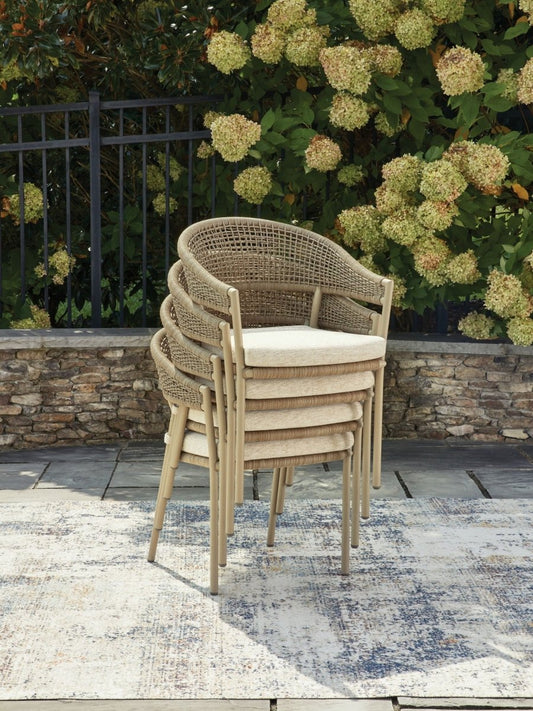 Orchard Beach - Arm Chair With Cushion (Set of 4) - Beige Chair Sets by Signature Design by Ashley® - Walls Furniture & Mattress