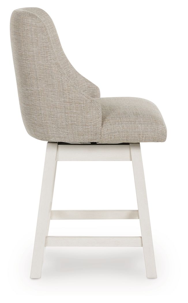 Robbinsdale - Antique White - Upholstered Swivel Curved Back Barstool (Set of 2) Stool Sets by Signature Design by Ashley® - Walls Furniture & Mattress