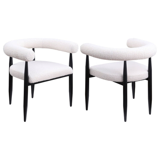 Dunmore - Boucle Upholstered Dining Arm Chair (Set of 2) Chair Sets by Coaster Fine Furniture - Walls Furniture & Mattress