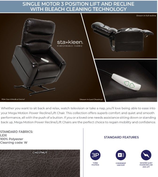 TRIO PICCOLO Sta-Kleen Performance Fabric Lift Chair