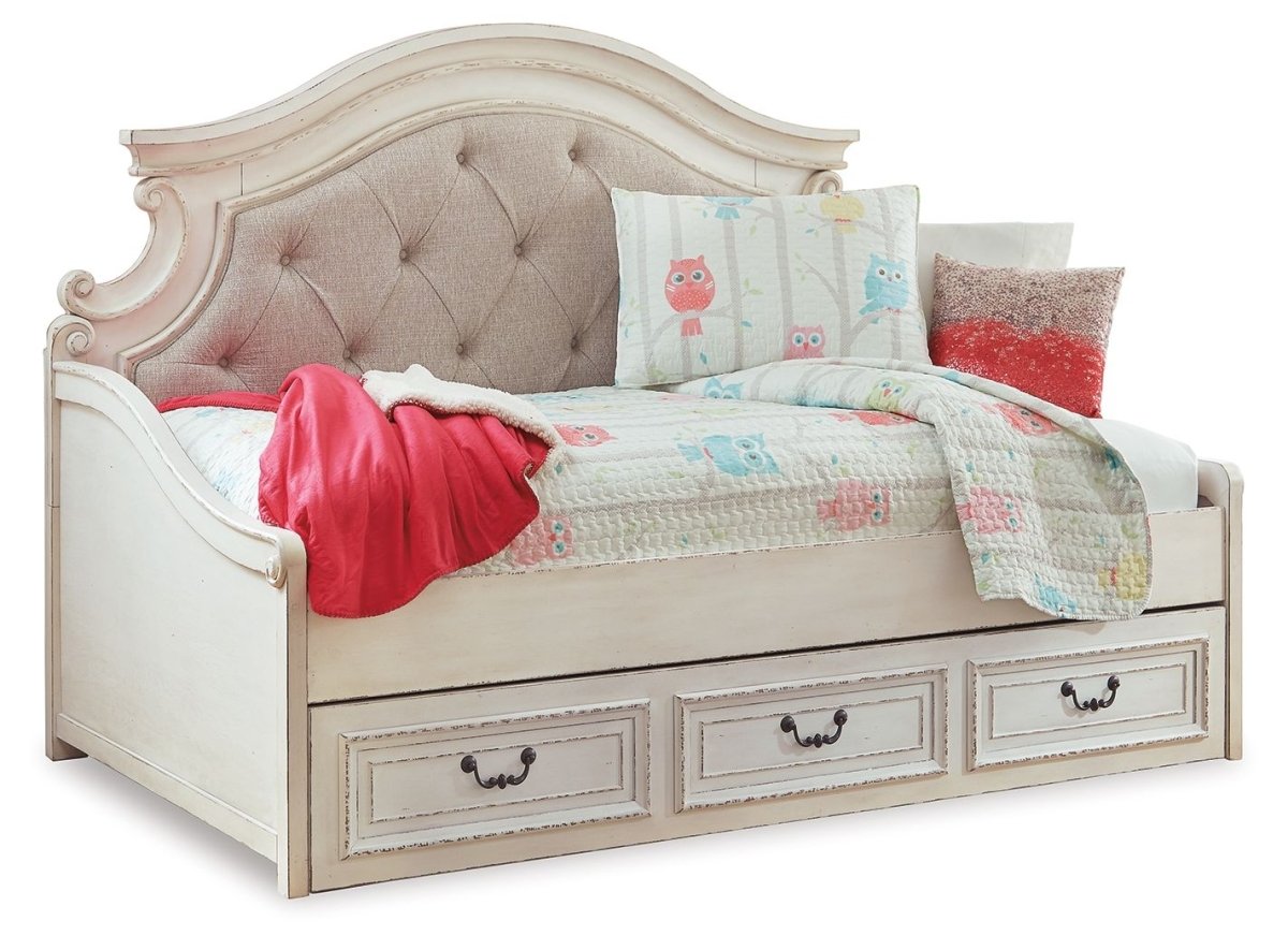 Realyn - Twin Day Bed With Storage - Chipped White Daybeds by Signature Design by Ashley® - Walls Furniture & Mattress
