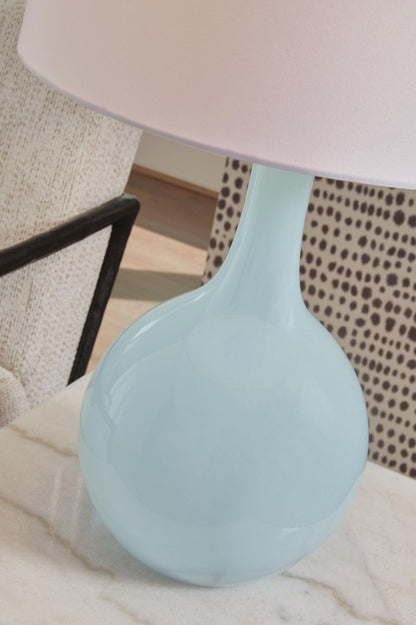 Rylanton - Glass Table Lamp - Aqua Table Lamps by Signature Design by Ashley® - Walls Furniture & Mattress