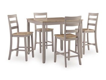 Harperfeld - Dining Room Counter Table Set (Set of 5) - Natural / Gray 5 Piece Dining Room Sets by Signature Design by Ashley® - Walls Furniture & Mattress