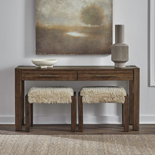 Broadmore - 3 Piece Table Set (1 Console Table 2 Console Stools) - Brown 3 Piece Living Room Sets by Liberty Furniture - Walls Furniture & Mattress