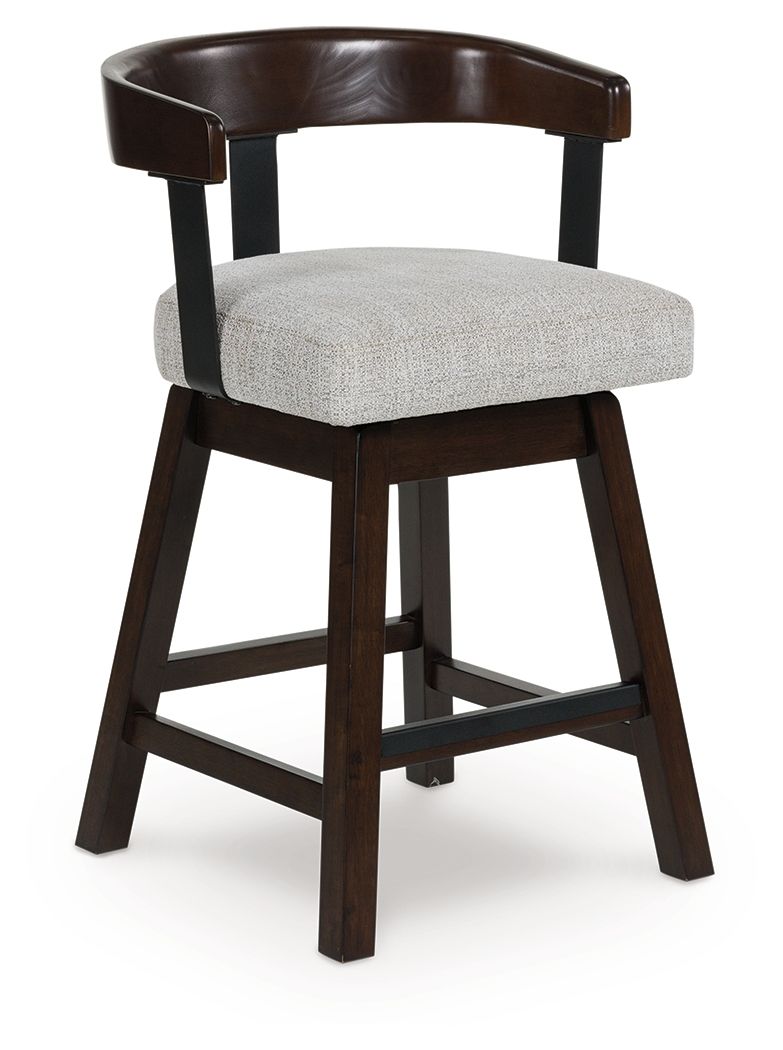Haddigan - Dark Brown - Upholstered Swivel Barstool (Set of 2) Stool Sets by Signature Design by Ashley® - Walls Furniture & Mattress