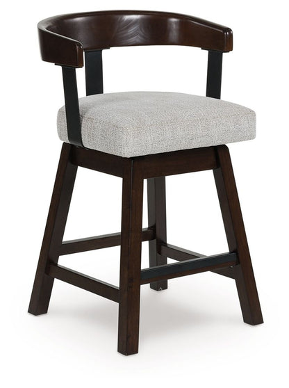 Haddigan - Dark Brown - Upholstered Swivel Barstool (Set of 2) Stool Sets by Signature Design by Ashley® - Walls Furniture & Mattress