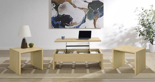 Canoga - Lift Top Cocktail Coffee Table Set - Light Oak Table Sets by Coaster Fine Furniture - Walls Furniture & Mattress