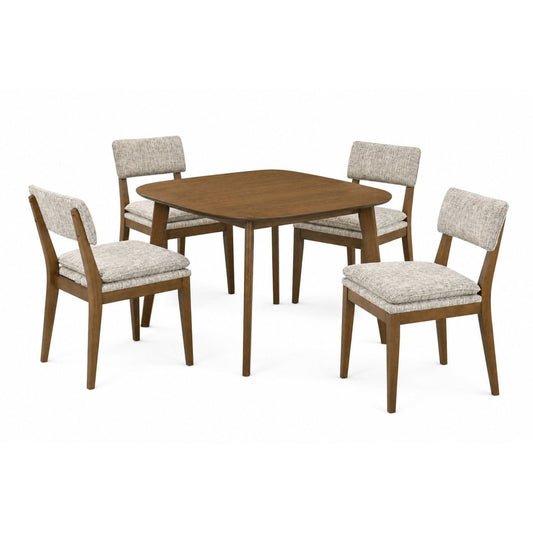 Miller - 39" Square Dining Table With 4 Side Chairs - Walnut 5 Piece Dining Room Sets by New Classic - Walls Furniture & Mattress