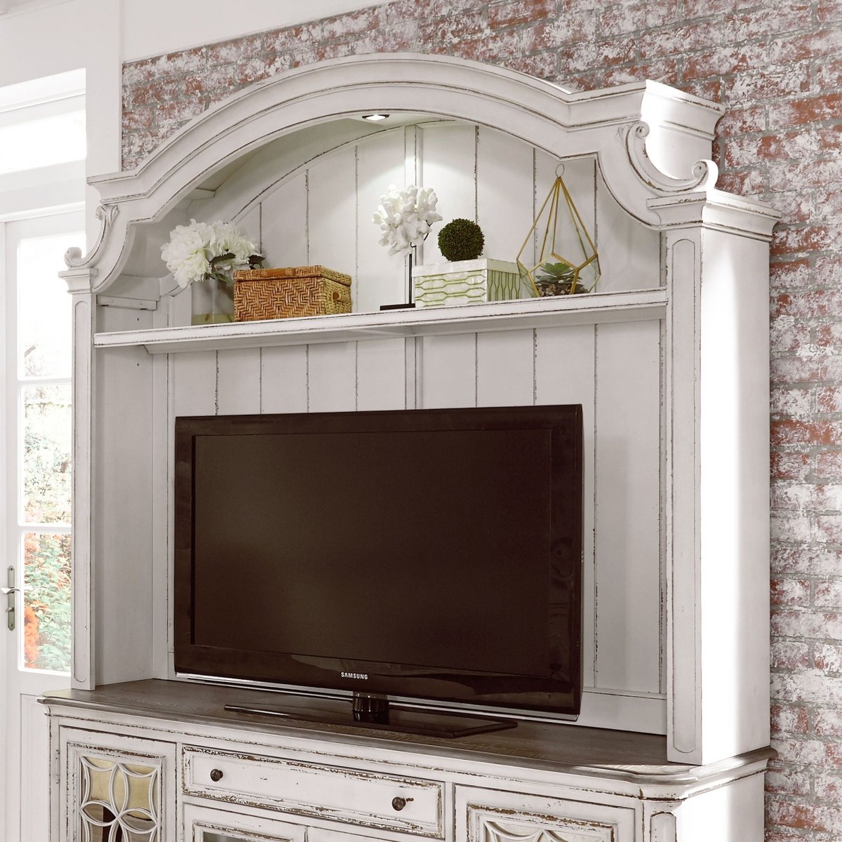 Magnolia Manor - Arched Entertainment Hutch - White Hutches by Liberty Furniture - Walls Furniture & Mattress
