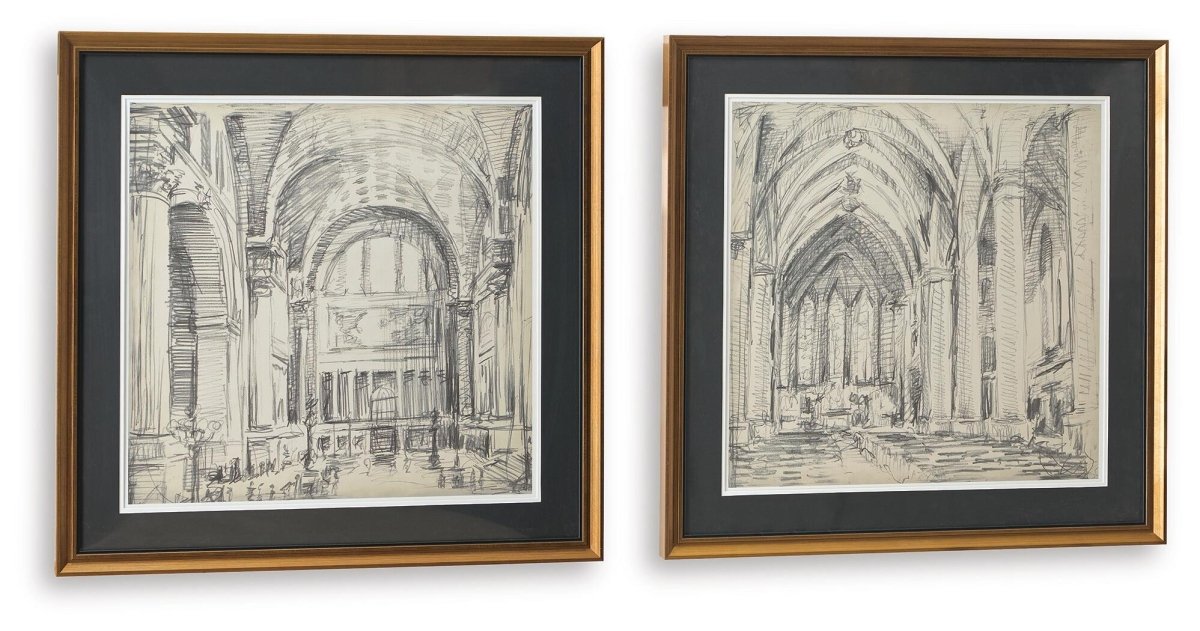 Downyard - Wall Art Set (Set of 2) - Black / Beige Framed Print Sets by Signature Design by Ashley® - Walls Furniture & Mattress