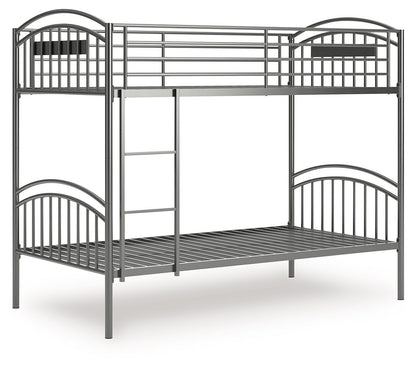 Lanceburg - Gray - Twin/Twin Bunk Bed With Ladder Bunk Beds by Signature Design by Ashley® - Walls Furniture & Mattress