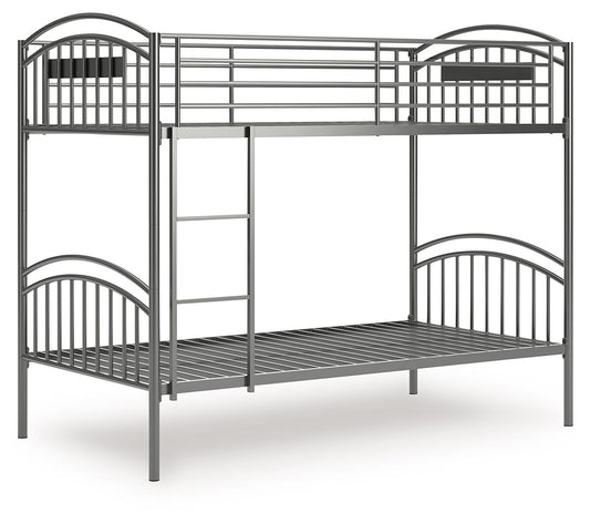 Lanceburg - Gray - Twin/Twin Bunk Bed With Ladder Bunk Beds by Signature Design by Ashley® - Walls Furniture & Mattress