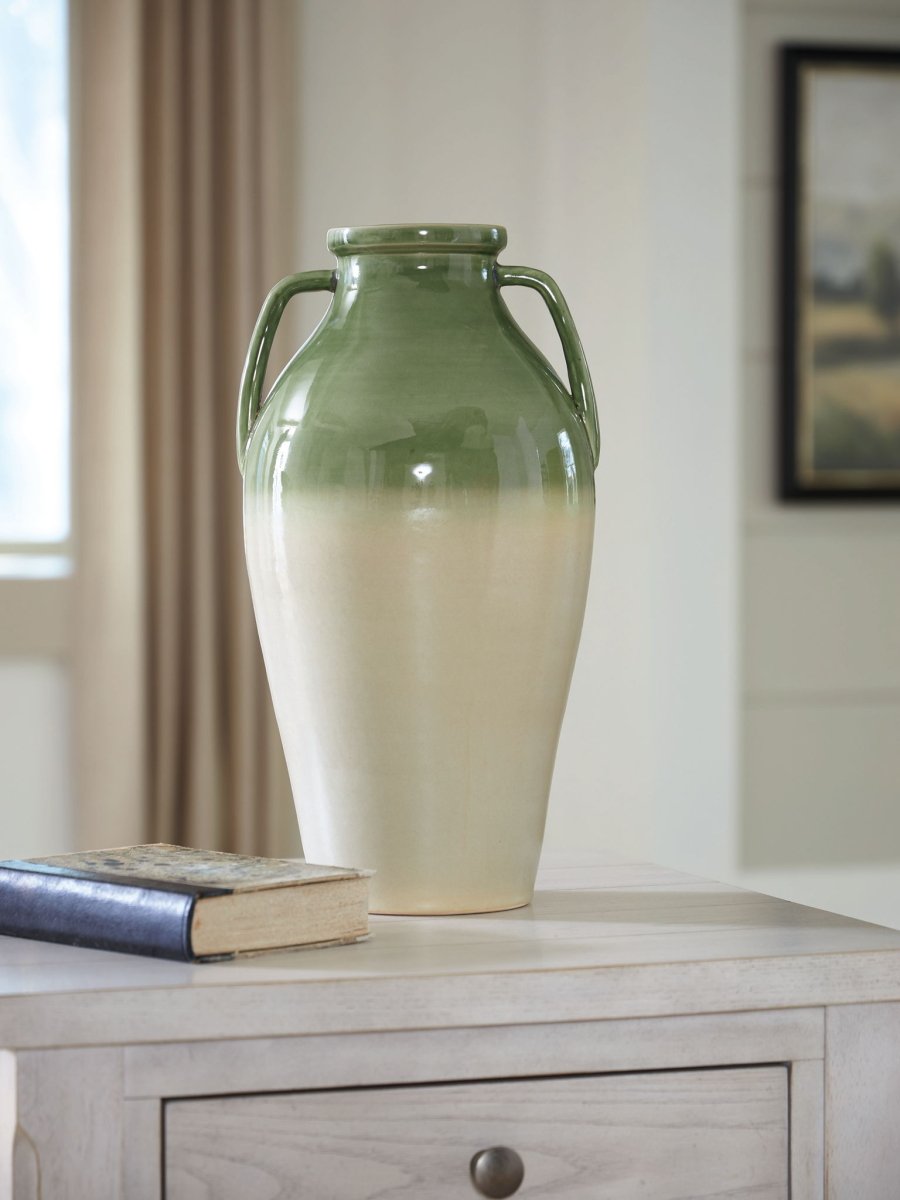 Andorbury - Vase - Green / Beige Vases & Jars by Signature Design by Ashley® - Walls Furniture & Mattress