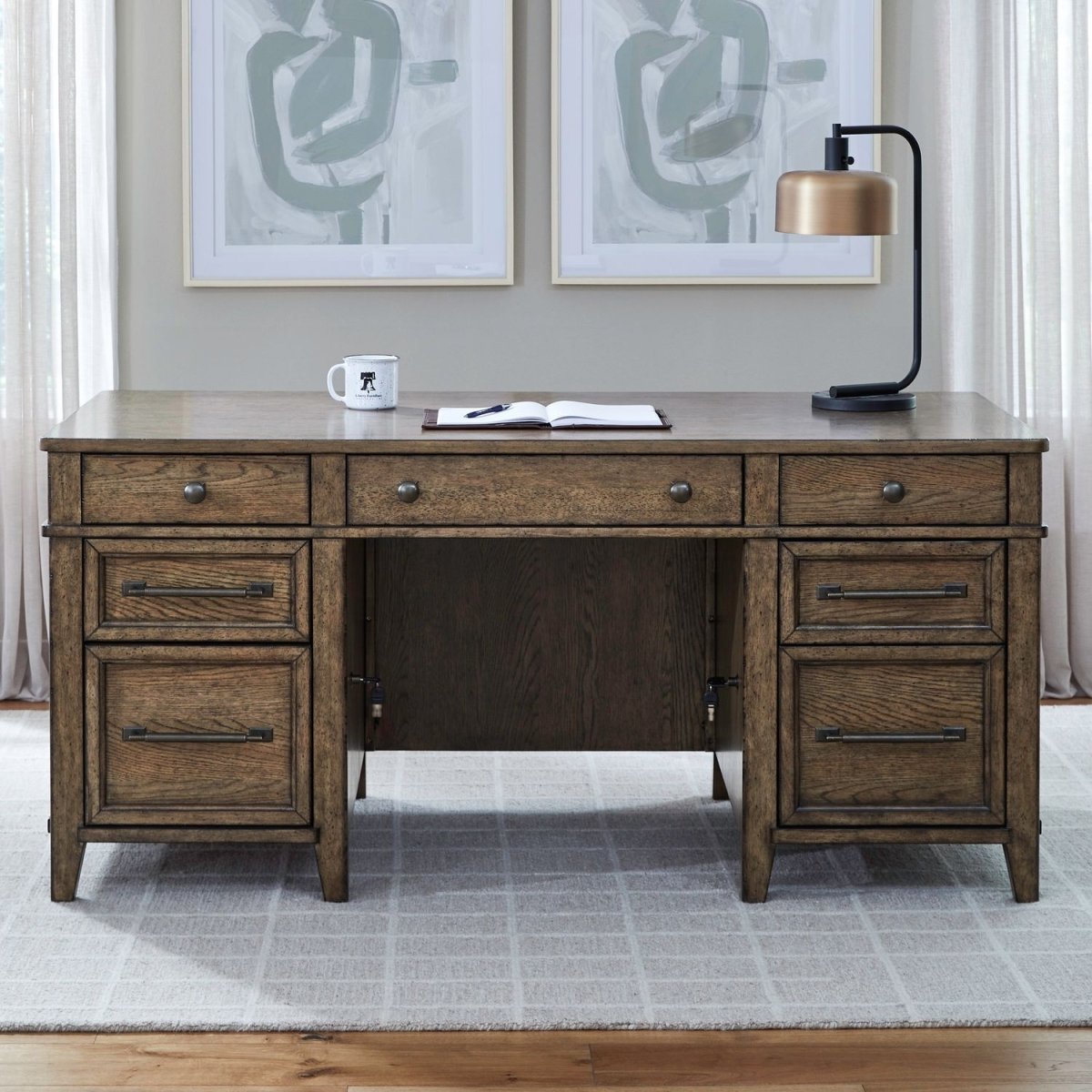 Carolina Park - Jr Executive Desk - Brown Executive Desks by Liberty Furniture - Walls Furniture & Mattress