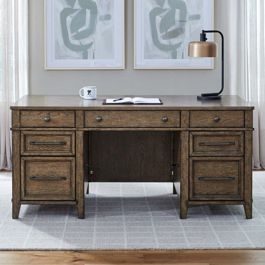 Carolina Park - Jr Executive Desk - Brown Executive Desks by Liberty Furniture - Walls Furniture & Mattress