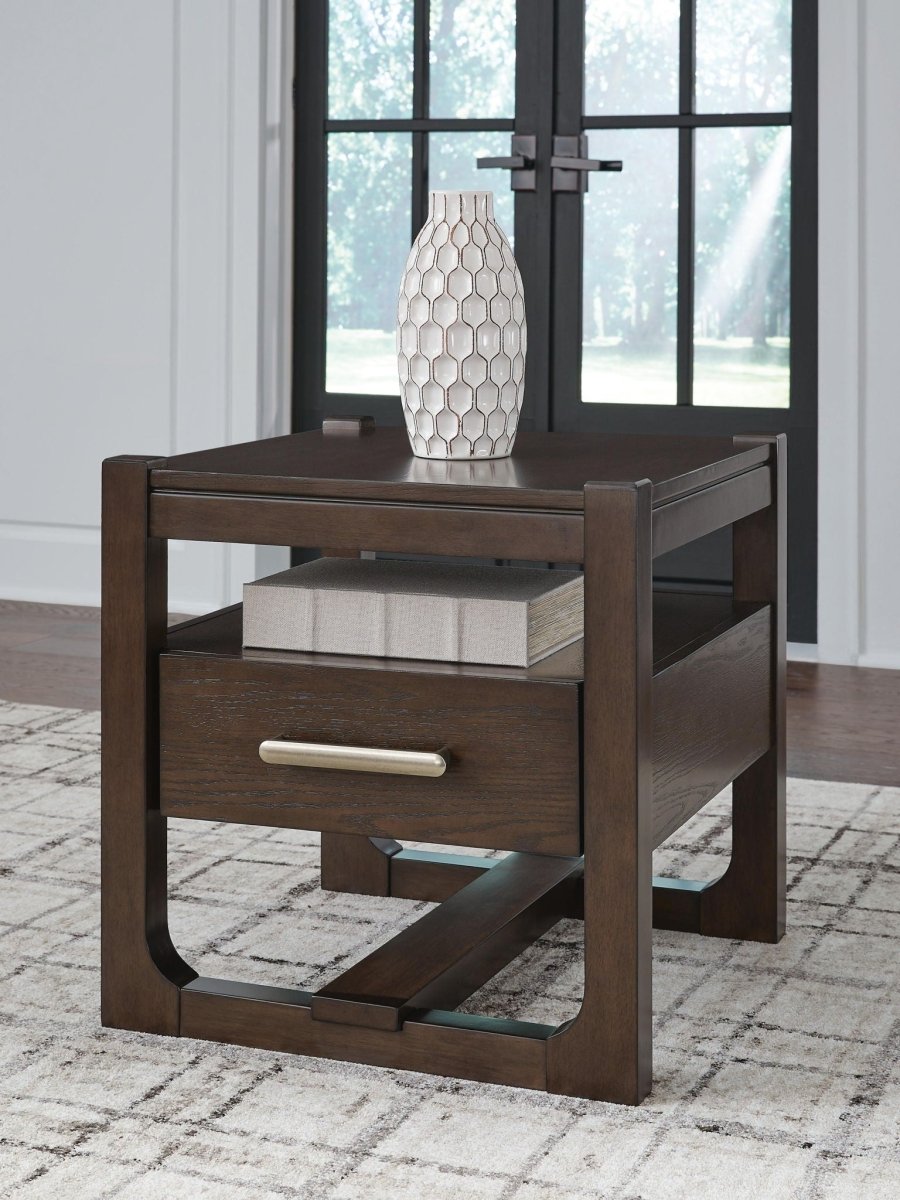 Breckington - Square End Table - Dark Brown End Tables by Signature Design by Ashley® - Walls Furniture & Mattress