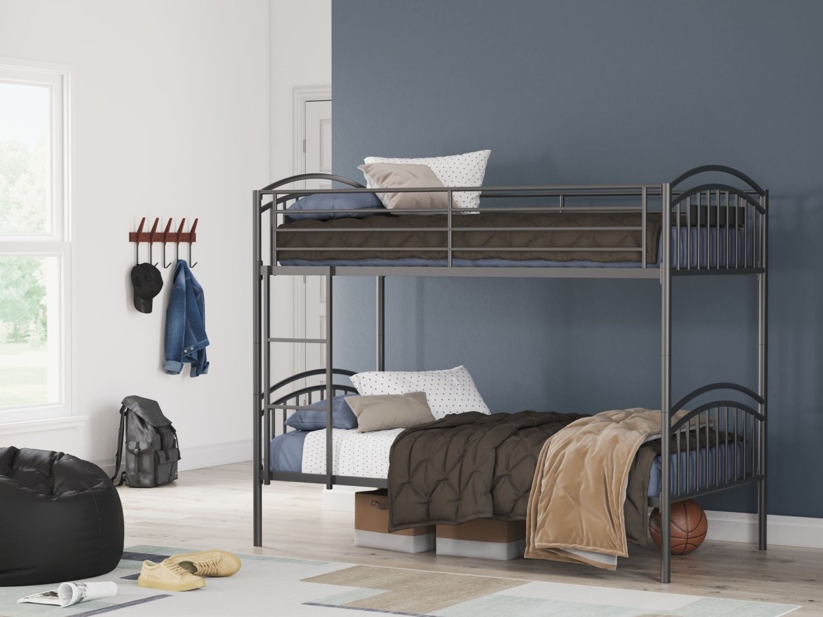 Lanceburg - Twin/Twin Bunk Bed With Ladder - Gray Bunk Beds by Signature Design by Ashley® - Walls Furniture & Mattress