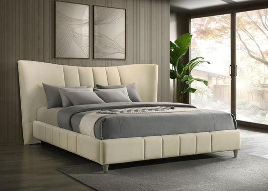 Evelyn - Upholstered Panel Platform Bed Upholstered Beds by Coaster Fine Furniture - Walls Furniture & Mattress