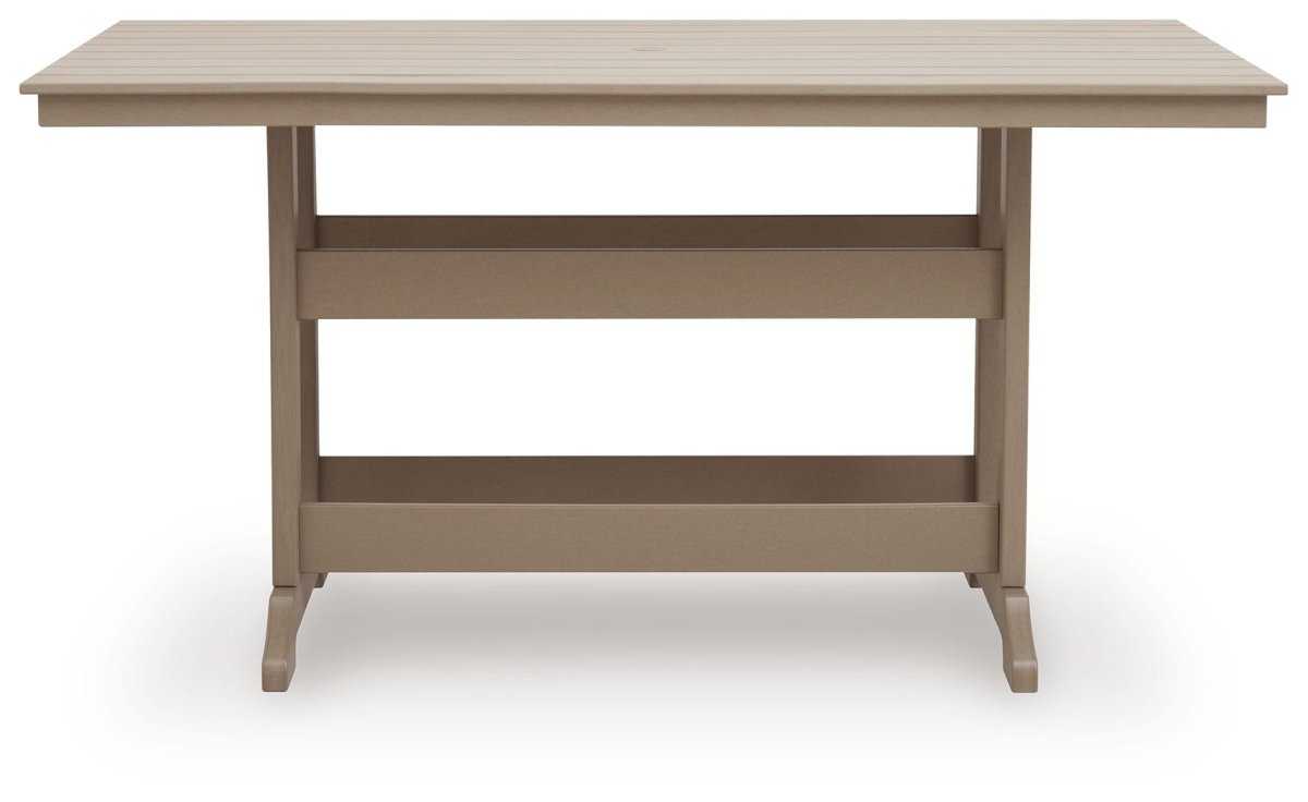 Seacliff Beach - Rectangular Counter Height Dining Table With Umbrella Option - Medium Brown Dining Tables by Signature Design by Ashley® - Walls Furniture & Mattress