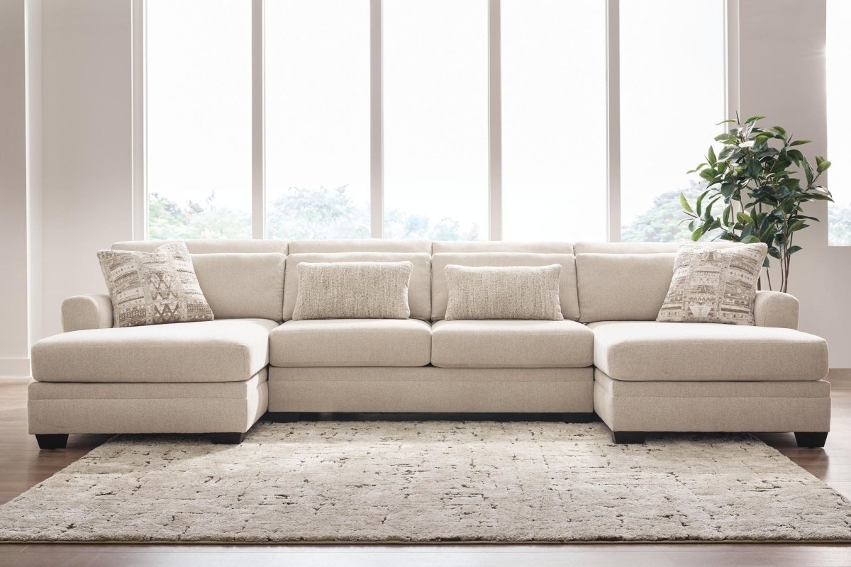 Mandi Point - 3-Piece Double Chaise Sleeper Sectional - Marble Sleeper Sectionals by Benchcraft® - Walls Furniture & Mattress