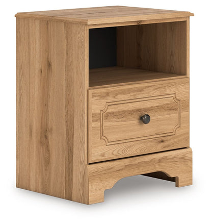 Aleaport - Warm Brown - One Drawer Night Stand Nightstands w/ Charging Stations by Signature Design by Ashley® - Walls Furniture & Mattress