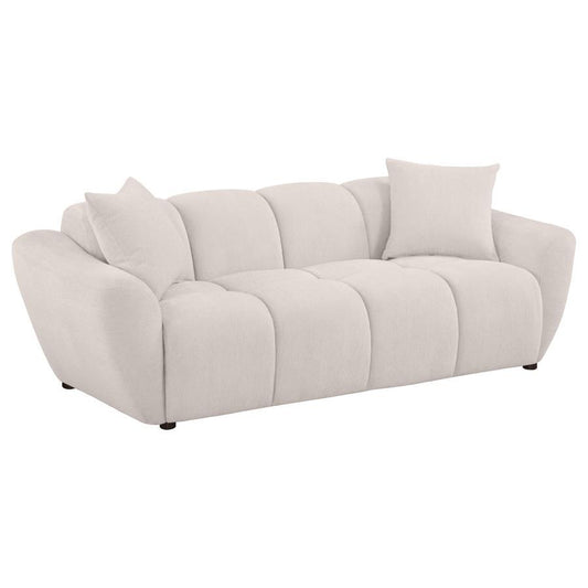 Destino - Chenille Upholstered Splayed Arm Sofa - Greige Stationary Sofas by Coaster Fine Furniture - Walls Furniture & Mattress