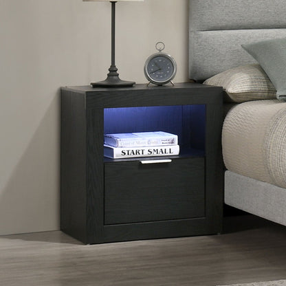 Asher - Nightstand With LED Light - Smoke Nightstands w/ Charging Stations by New Classic - Walls Furniture & Mattress