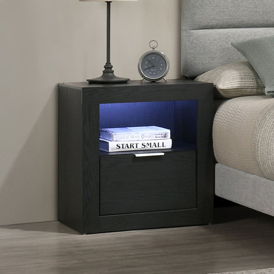 Asher - Nightstand With LED Light - Smoke Nightstands w/ Charging Stations by New Classic - Walls Furniture & Mattress
