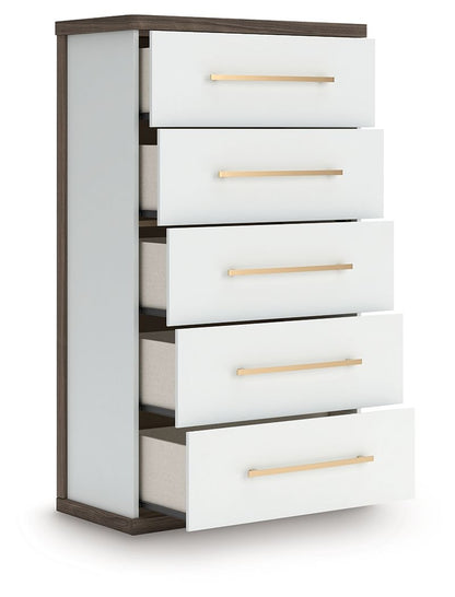 Kendanport - Brown / White - Five Drawer Chest Accent Chests by Signature Design by Ashley® - Walls Furniture & Mattress