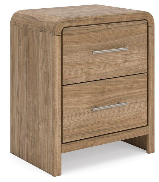 Gramburg - Two Drawer Night Stand - Warm Natural Brown Nightstands w/ Charging Stations by Signature Design by Ashley® - Walls Furniture & Mattress