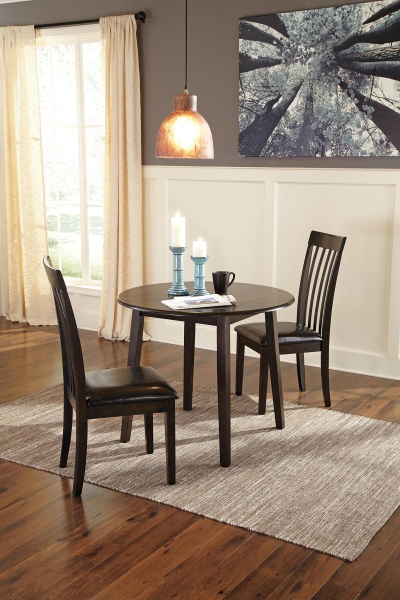 Hammis - Round DRM Drop Leaf Table - Dark Brown Dining Tables by Signature Design by Ashley® - Walls Furniture & Mattress