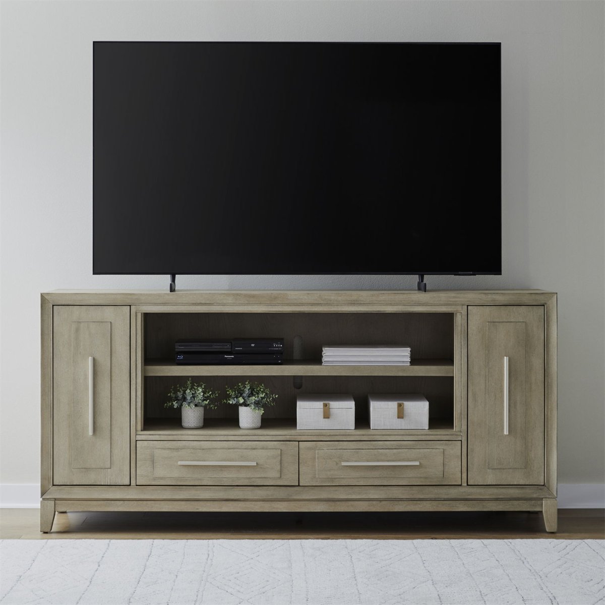 Fireplace TV Consoles - 80" Fireplace TV Console - Light Brown Fireplace TV Stands by Liberty Furniture - Walls Furniture & Mattress