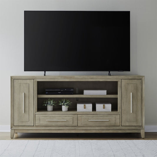 Fireplace TV Consoles - 80" Fireplace TV Console - Light Brown Fireplace TV Stands by Liberty Furniture - Walls Furniture & Mattress