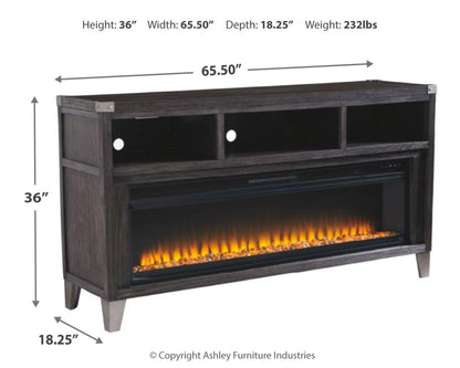 Todoe - 2 Pc. - 65" TV Stand With Wide Fireplace Insert - Gray Fireplace TV Stands by Signature Design by Ashley® - Walls Furniture & Mattress