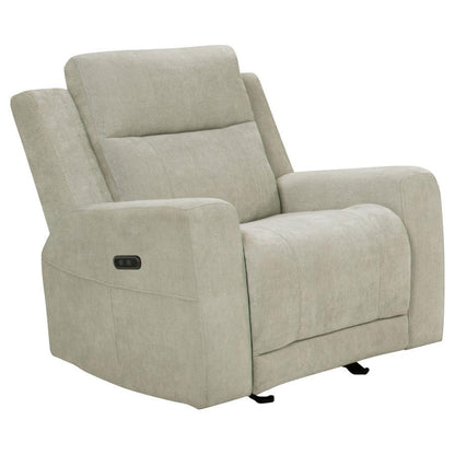 Kennett - Chenille Upholstered Power Recliner Chair - Ivory Reclining Chairs by Coaster Fine Furniture - Walls Furniture & Mattress