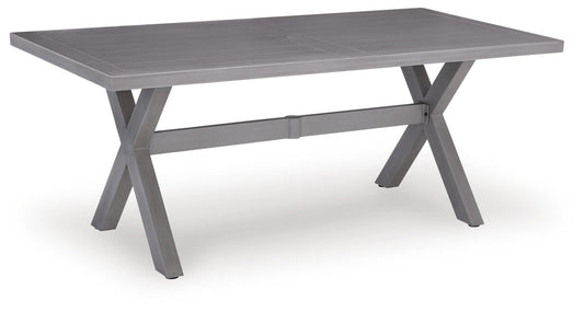 Half Moon Beach - Rectangular Dining Table With Umbrella Option - Gray Dining Tables by Signature Design by Ashley® - Walls Furniture & Mattress