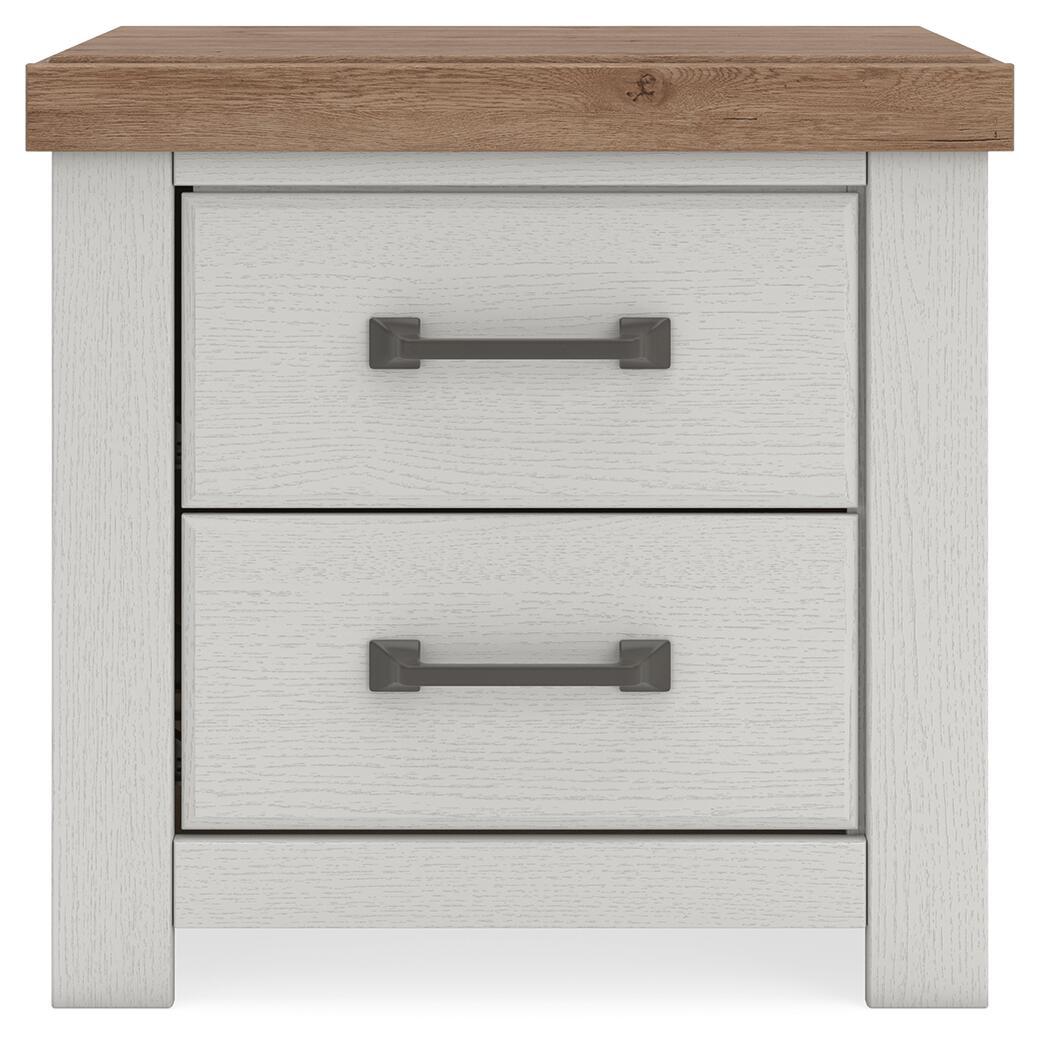 Savonport - Two Drawer Night Stand - White / Brown Nightstands w/ Charging Stations by Benchcraft® - Walls Furniture & Mattress