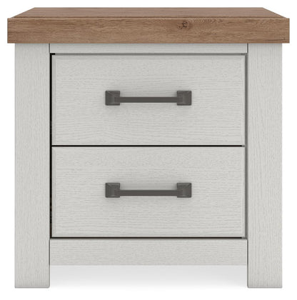 Savonport - Two Drawer Night Stand - White / Brown Nightstands w/ Charging Stations by Benchcraft® - Walls Furniture & Mattress