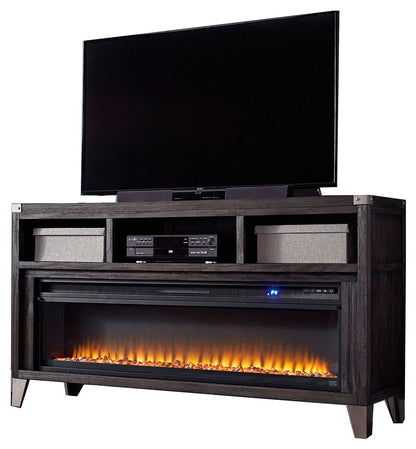 Todoe - 2 Pc. - 65" TV Stand With Wide Fireplace Insert - Gray Fireplace TV Stands by Signature Design by Ashley® - Walls Furniture & Mattress
