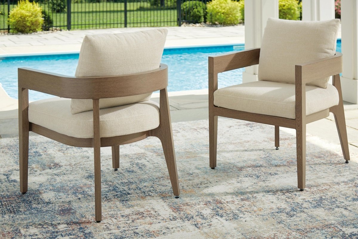 Serene Bay - Arm Chair With Cushion (Set of 2) - Dark Brown / White Chair Sets by Signature Design by Ashley® - Walls Furniture & Mattress