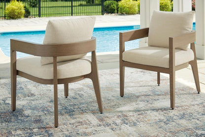 Serene Bay - Arm Chair With Cushion (Set of 2) - Dark Brown / White Chair Sets by Signature Design by Ashley® - Walls Furniture & Mattress