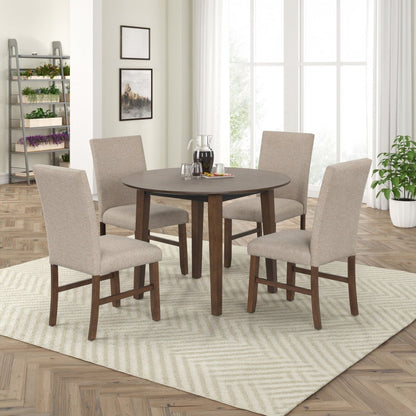 Hargrove - 5 Piece Set (42" Round Dining Table & 4 Chairs) - Brown / Beige 5 Piece Dining Room Sets by New Classic - Walls Furniture & Mattress