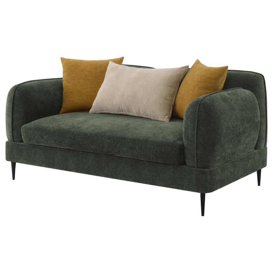 Jade - Chenille Upholstered Modern Track Arm Loveseat Stationary Loveseats by Coaster Fine Furniture - Walls Furniture & Mattress